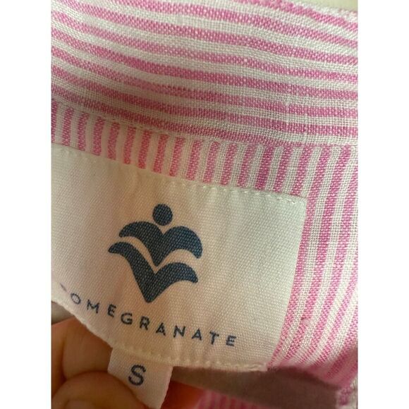 Pomegranate Pink White Striped Linen Tunic Top Sz. S - Picture 2 of 4